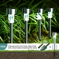 Neo Clean 12-Pack Solar Lights Outdoor Garden LED Landscape Pathway Lights - Stainless Steel