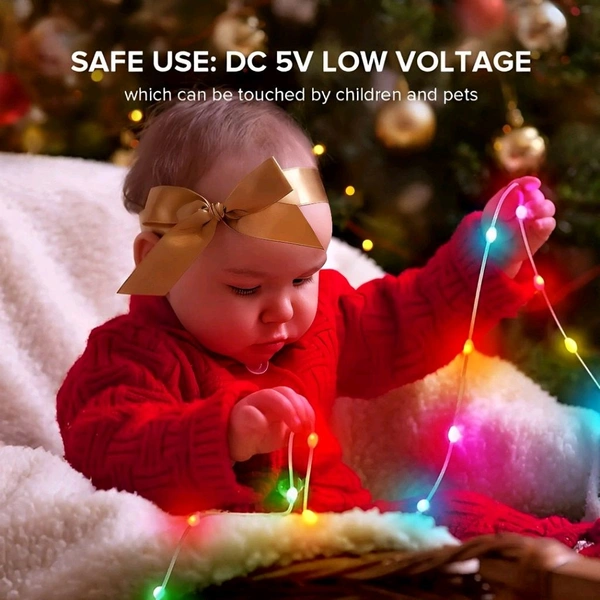 Neo Clean Smart Fairy Lights 10M, 100 LED RGB String Lights with USB & Bluetooth, App & Remote Control – Plug-in Decorative Lights for Diwali, Christmas, Outdoor & Indoor Use