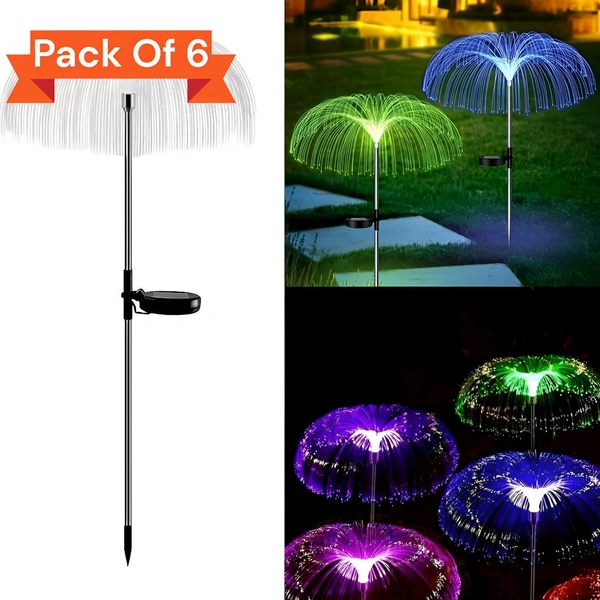 6 Pcs Solar Decorative Jellyfish Lights - 7-Color Changing, Waterproof LED Outdoor Garden Pathway Lights, Lawn & Driveway Lighting with Metal Stakes