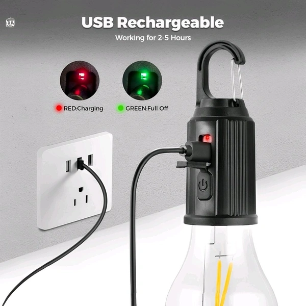 Neo Clean 2 PCS Rechargeable LED Light Bulbs – Waterproof Camping Lantern with USB Cable, 3 Modes Hanging Tent Light for Hiking, Emergency, Household, Car Repair & Outdoor Use