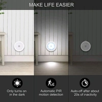 Neo Clean Motion Sensor LED Night Lights (Pack of 2) - USB Rechargeable, Wireless Adhesive Body Induction Lamps for Wardrobe, Cupboard, Stairs, and Home Lighting (White)