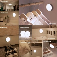 Neo Clean Motion Sensor LED Night Lights (Pack of 2) - USB Rechargeable, Wireless Adhesive Body Induction Lamps for Wardrobe, Cupboard, Stairs, and Home Lighting (White)