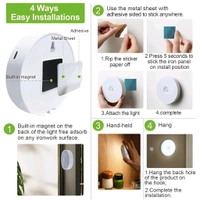Neo Clean Motion Sensor LED Night Lights (Pack of 2) - USB Rechargeable, Wireless Adhesive Body Induction Lamps for Wardrobe, Cupboard, Stairs, and Home Lighting (White)