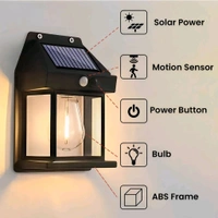 Neo Clean Solar Wall Lights Outdoor Motion Sensor - Auto-Charging Waterproof LED Sconce for Front Porch, Patio, and Garden - Warm Yellow Security Lamp (Pack of 1)