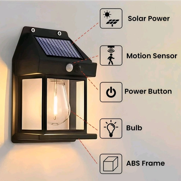 Neo Clean Solar Wall Lights Outdoor Motion Sensor - Auto-Charging Waterproof LED Sconce for Front Porch, Patio, and Garden - Warm Yellow Security Lamp (Pack of 1)
