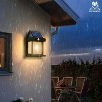 Neo Clean Solar Wall Lights Outdoor Motion Sensor - Auto-Charging Waterproof LED Sconce for Front Porch, Patio, and Garden - Warm Yellow Security Lamp (Pack of 1)