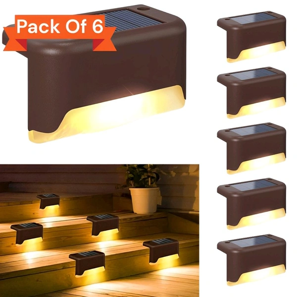 6 Pcs Solar Deck Lights - Outdoor Waterproof LED Step Lights for Patio, Garden Pathway, Stairs & Fences (Warm White)