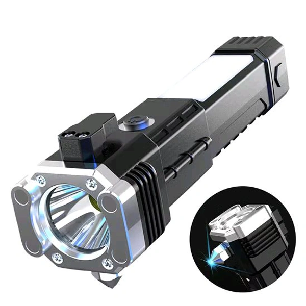 Neo Clean Emergency Rechargeable 3W LED Torch Light - Long Distance Beam, Car Rescue Tool with Hammer, Seat Belt Cutter, and Window Glass Breaker