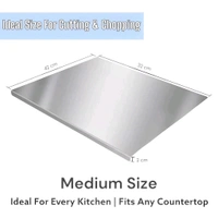 Neo Clean 304 Stainless Steel Chopping Board with Lip - Non-Slip, Rust-Proof, Easy-to-Use Cutting Board for Vegetables, Meat, Fish, and Fruits (42 x 32 cm, Medium)
