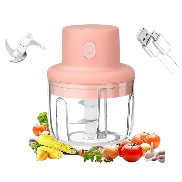 Electric Mini Garlic Chopper 250ML - USB Rechargeable Portable Food Chopper for Fruits, Vegetables, Onion & Garlic - Mini Kitchen Slicer