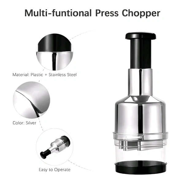 Neo Clean Manual Vegetable Chopper - Onion, Garlic, Hand Press Mincer, Cutter, Twister, Dicer Kitchen Tool - Pack of 1