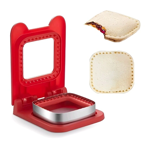 Square Sandwich Cutter and Sealer - Uncrustables Maker for Pocket Sandwiches (Random Colour)