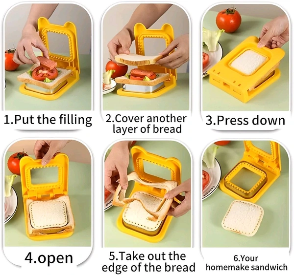 Neo Clean Square Sandwich Cutter and Sealer - Uncrustables Maker for Pocket Sandwiches (Random Colour)