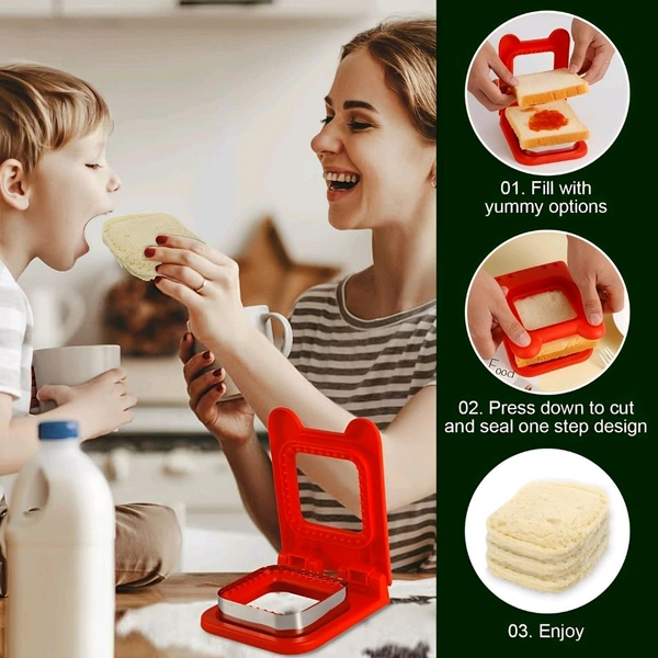 Neo Clean Square Sandwich Cutter and Sealer - Uncrustables Maker for Pocket Sandwiches (Random Colour)