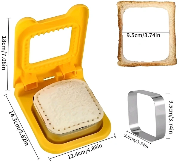 Neo Clean Square Sandwich Cutter and Sealer - Uncrustables Maker for Pocket Sandwiches (Random Colour)