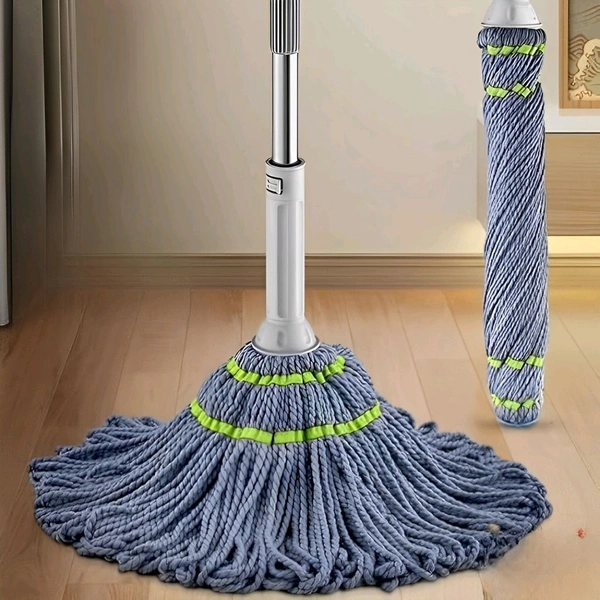Stainless Steel Microfiber Twist Mop | Self-Wringing Squeeze Mop with Extendable Handle for Home & Office Floor Cleaning | Reusable Dust Mop (Random Color)