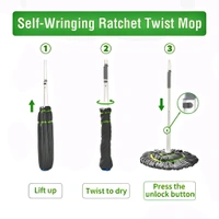 Neo Clean Stainless Steel Microfiber Twist Mop | Self-Wringing Squeeze Mop with Extendable Handle for Home & Office Floor Cleaning | Reusable Dust Mop (Random Color)