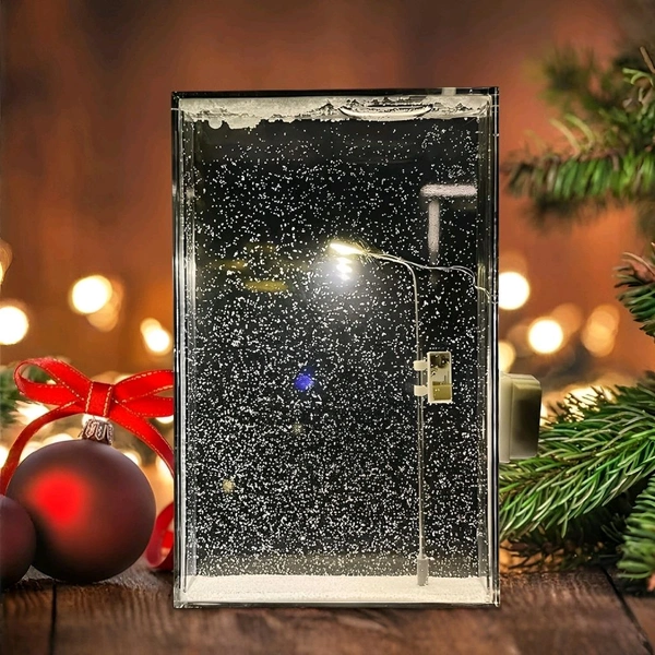 Handmade Snowfall Street Lamp - DIY Snow Scenery Lamp, Christmas Desktop Decor, Snowfall Snowflake Lamp for Kids, Family, and Gifts