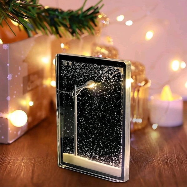 Neo Clean Handmade Snowfall Street Lamp - DIY Snow Scenery Lamp, Christmas Desktop Decor, Snowfall Snowflake Lamp for Kids, Family, and Gifts