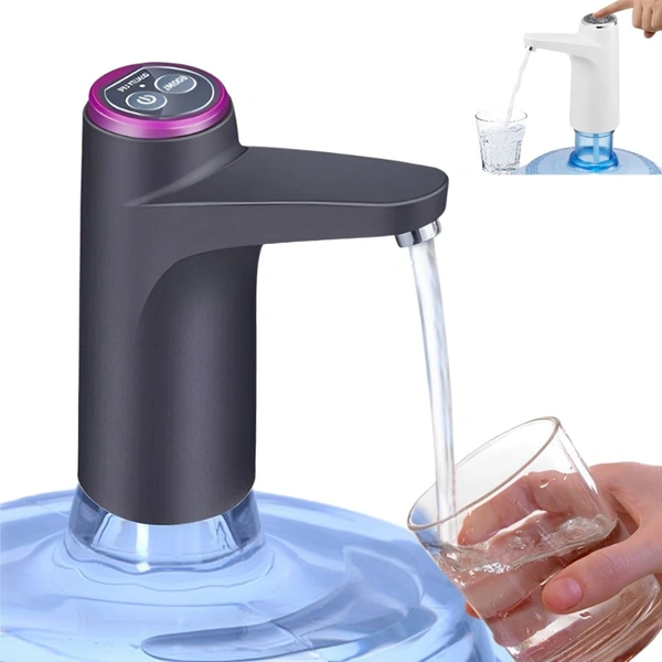 Automatic Electric Water Dispenser Pump for 20L Jars | USB Rechargeable Portable Water Bottle Pump for 3, 4, 5 Gallon with Auto Off Switch - Black/White