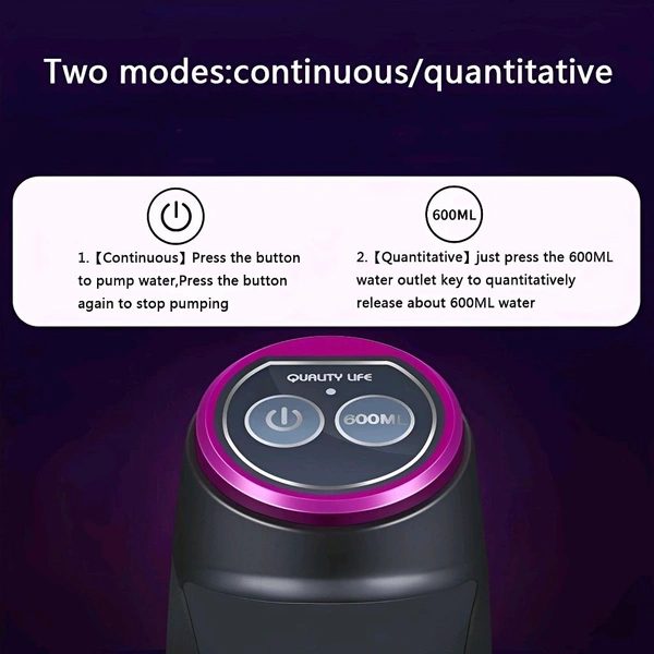 Neo Clean Automatic Electric Water Dispenser Pump for 20L Jars | USB Rechargeable Portable Water Bottle Pump for 3, 4, 5 Gallon with Auto Off Switch - Black/White