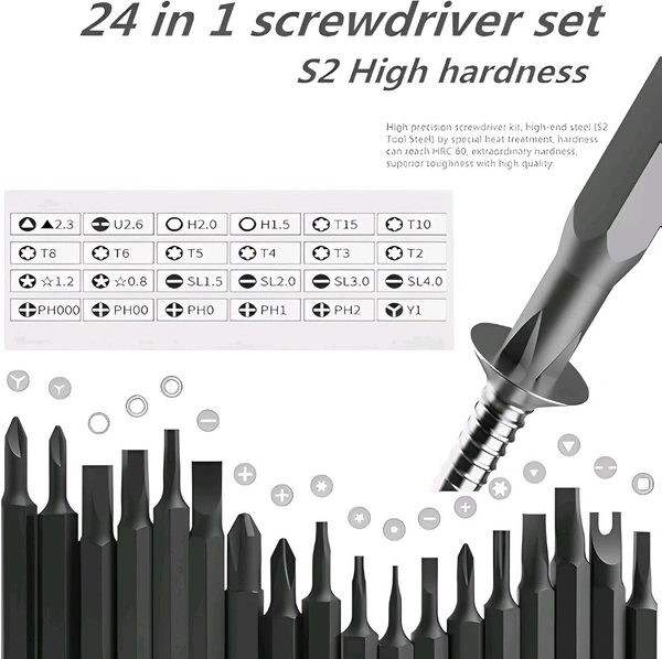 Neo Clean 24-in-1 Magnetic Precision Screwdriver Set with Aluminum Bits and Portable Case – Micro Driver Tool Kit for Electronics Repair