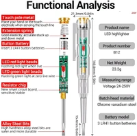 Neo Clean Non-Contact AC/DC Voltage Tester Pen 70-250V - LED Electrical Circuit Tester Screwdriver & Power Detector
