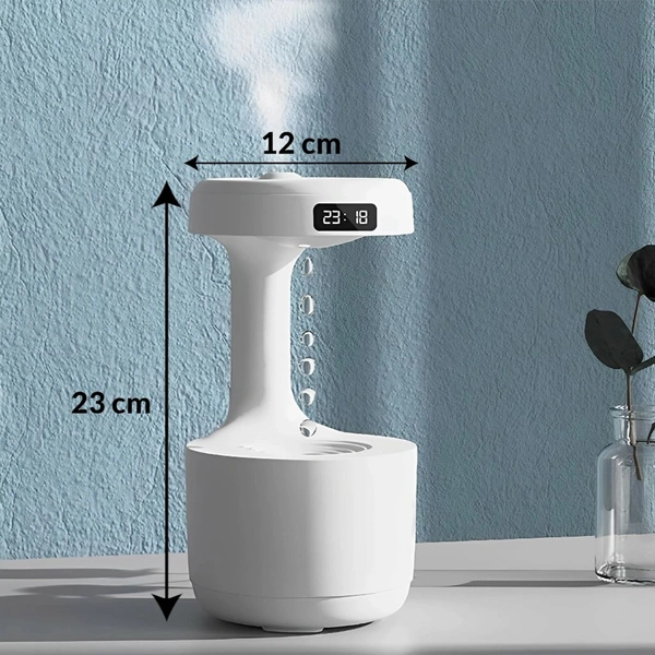 Neo Clean Anti-Gravity Water Drop Humidifier with LED Display – Ultrasonic Quiet Cool Mist Maker for Office & Bedroom (800 ml)