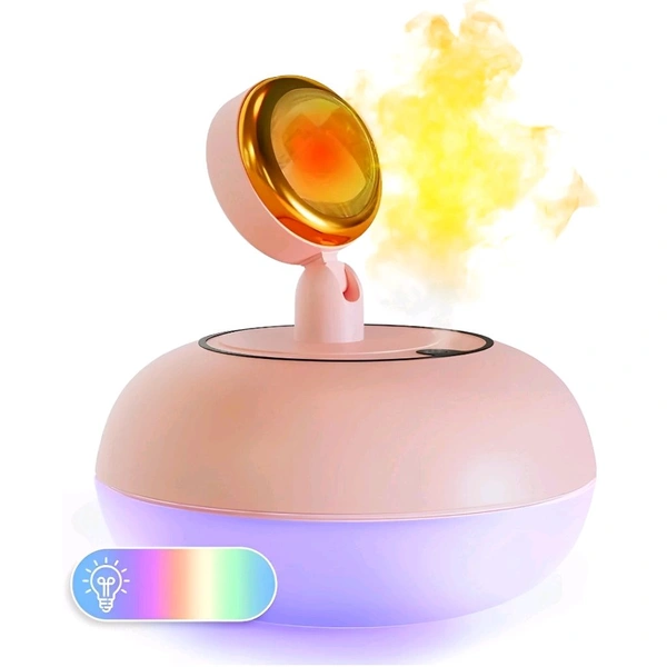 Neo Clean 2-in-1 Sunset Lamp Air Humidifier | USB Rechargeable Quiet Aroma Diffuser & 360° Sunset Projector Light | Decorative Fogger & Air Freshener