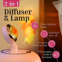 Neo Clean 2-in-1 Sunset Lamp Air Humidifier | USB Rechargeable Quiet Aroma Diffuser & 360° Sunset Projector Light | Decorative Fogger & Air Freshener
