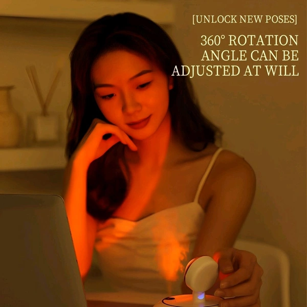 Neo Clean 2-in-1 Sunset Lamp Air Humidifier | USB Rechargeable Quiet Aroma Diffuser & 360° Sunset Projector Light | Decorative Fogger & Air Freshener