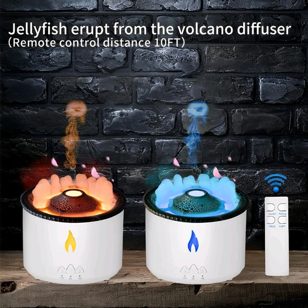 Neo Clean Volcano Flame Humidifier with Essential Oil Diffuser & Remote - Noiseless Portable Aromatherapy Machine for Home, Office, and Large Rooms | Auto Shut-Off Atmosphere Light