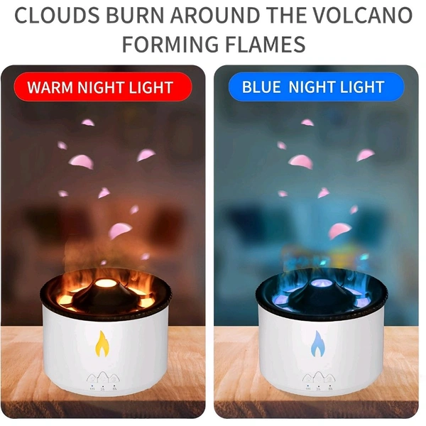 Neo Clean Volcano Flame Humidifier with Essential Oil Diffuser & Remote - Noiseless Portable Aromatherapy Machine for Home, Office, and Large Rooms | Auto Shut-Off Atmosphere Light