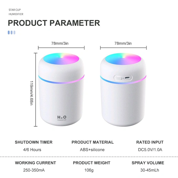 H2O Ultrasonic H2O Cool Mist Humidifier & Essential Oil Diffuser – Quiet Aroma Diffuser for Home & Room Moisture Control
