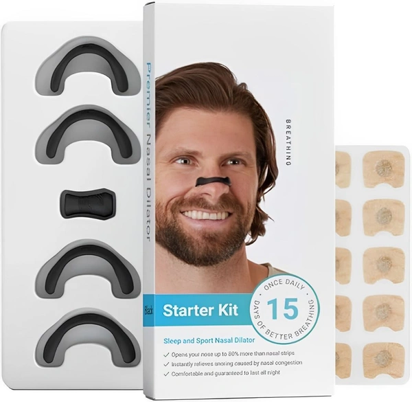 Neo Clean Magnetic Nasal Dilator Strips for Breathing | Anti-Snoring Starter Kit (15 Count, Multi) | Instant Snore Relief, Better Sleep, Skin-Safe