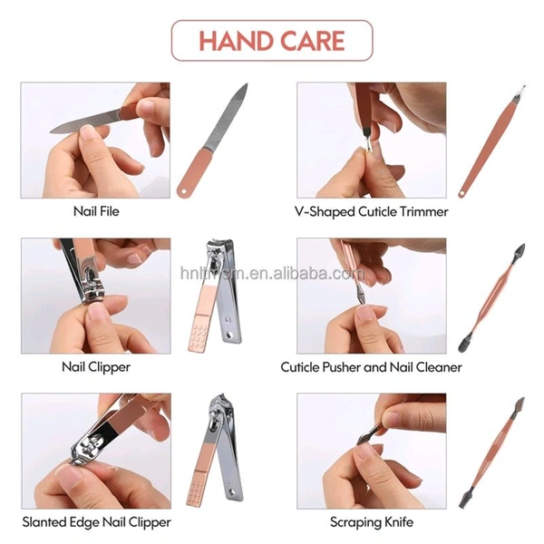 Neo Clean 12 Pcs Stainless Steel Manicure Pedicure Tool Kit – Portable Nail Care Set with Folding Bag (Purple/Green)