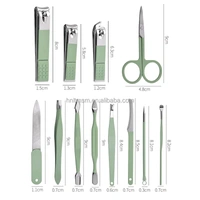 Neo Clean 12 Pcs Stainless Steel Manicure Pedicure Tool Kit – Portable Nail Care Set with Folding Bag (Purple/Green)