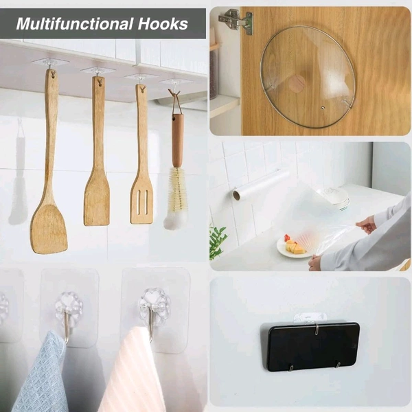 Neo Clean 24 Pcs Self Adhesive Photo Frame Hooks for Wall – Heavy Duty Drill-Free Hanging for Clocks & Kitchen Accessories (Flower Hook Set)