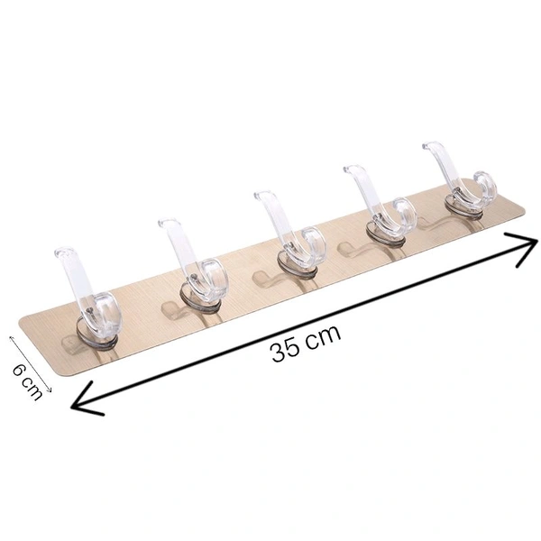 Neo Clean 5-in-1 Heavy Duty Self-Adhesive Wall Hooks - Waterproof Sticky Hooks for Hanging, Transparent Finish (Pack of 1)