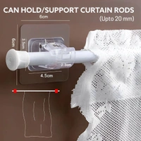 Neo Clean No-Drill Curtain Rod Brackets (3 Pairs) – Self-Adhesive, Nail-Free, Adjustable Acrylic Holders for 0.6–1.5" Rods – Heavy-Duty Hooks for Home, Bathroom, Kitchen, Hotel