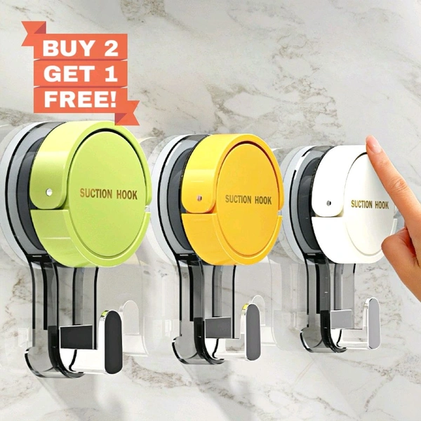 Neo Clean Heavy-Duty No-Drill Vacuum Suction Hooks | Ultra-Strong, Reusable, Damage-Free Hanging for Bathroom, Kitchen & Home (Pack of 2+1)