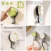 Neo Clean Heavy-Duty No-Drill Vacuum Suction Hooks | Ultra-Strong, Reusable, Damage-Free Hanging for Bathroom, Kitchen & Home (Pack of 2+1)