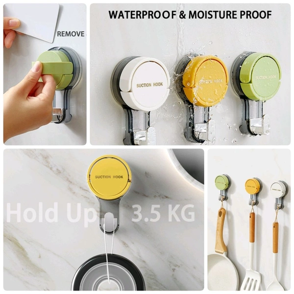 Neo Clean Heavy-Duty No-Drill Vacuum Suction Hooks | Ultra-Strong, Reusable, Damage-Free Hanging for Bathroom, Kitchen & Home (Pack of 2+1)