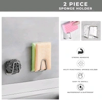 Neo Clean Stainless Steel Adhesive Sponge Holder for Kitchen Sink - Waterproof Sink Caddy for Kitchen Accessories (Pack Of 2)