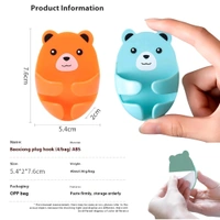 Neo Clean Adhesive Cute Bear Wall Hooks – Multicolor Cartoon Storage Hooks for Kitchen, Plug Wire Holders, Durable & Stylish (Pack of 10)
