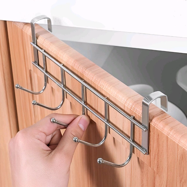 Neo Clean Heavy-Duty Over The Door Hook Rack with 5 Hooks – Metal Door Hanger for Towel, Coat, and Storage Organization
