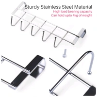 Neo Clean Heavy-Duty Over The Door Hook Rack with 5 Hooks – Metal Door Hanger for Towel, Coat, and Storage Organization