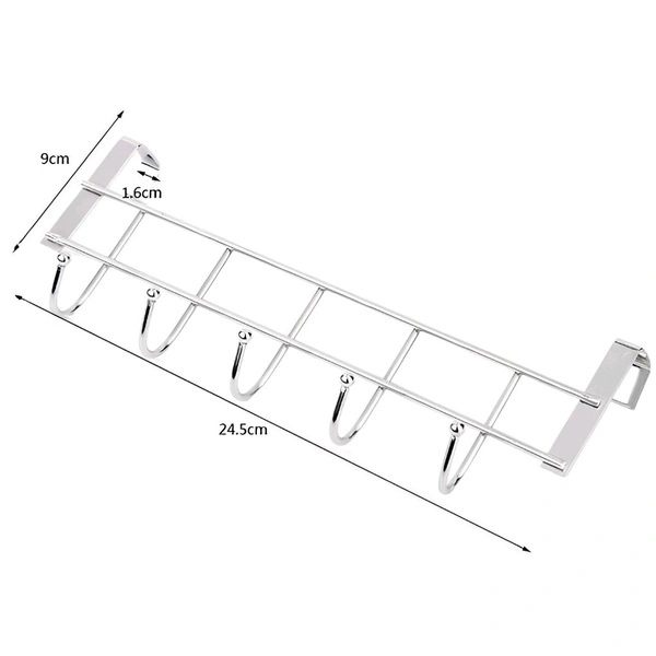 Neo Clean Heavy-Duty Over The Door Hook Rack with 5 Hooks – Metal Door Hanger for Towel, Coat, and Storage Organization