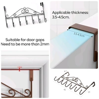 Neo Clean Black Over-The-Door Hook Hanger with 7 Hooks – No Drilling Required, Ideal for Home & Office (Pack of 1)