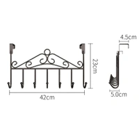 Neo Clean Black Over-The-Door Hook Hanger with 7 Hooks – No Drilling Required, Ideal for Home & Office (Pack of 1)